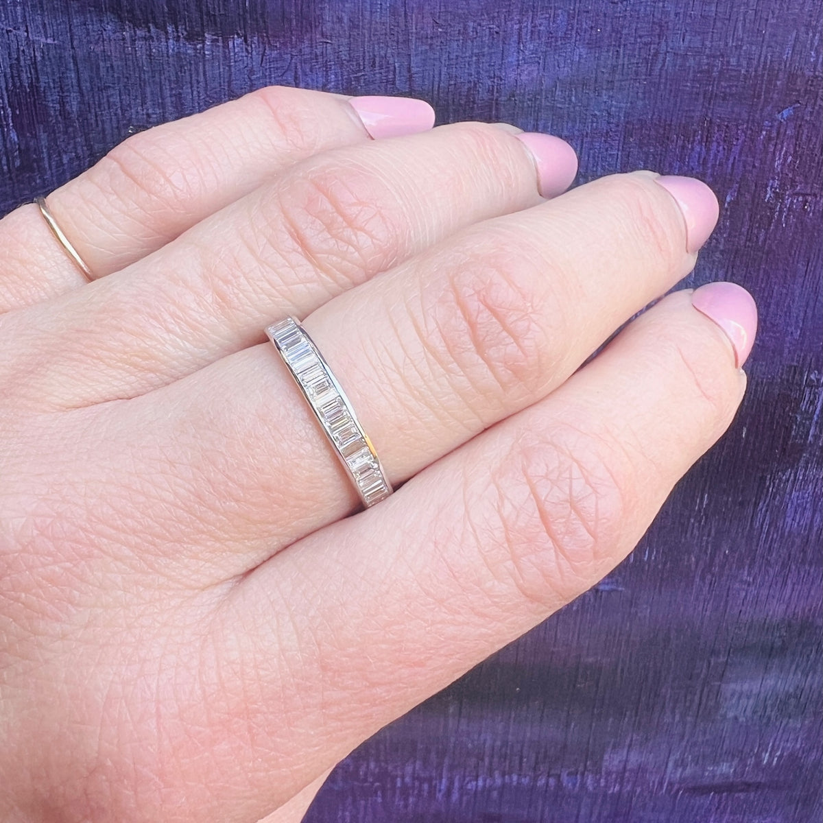 Superb 0.85tcw Baguette Diamond & Platinum Eternity Band