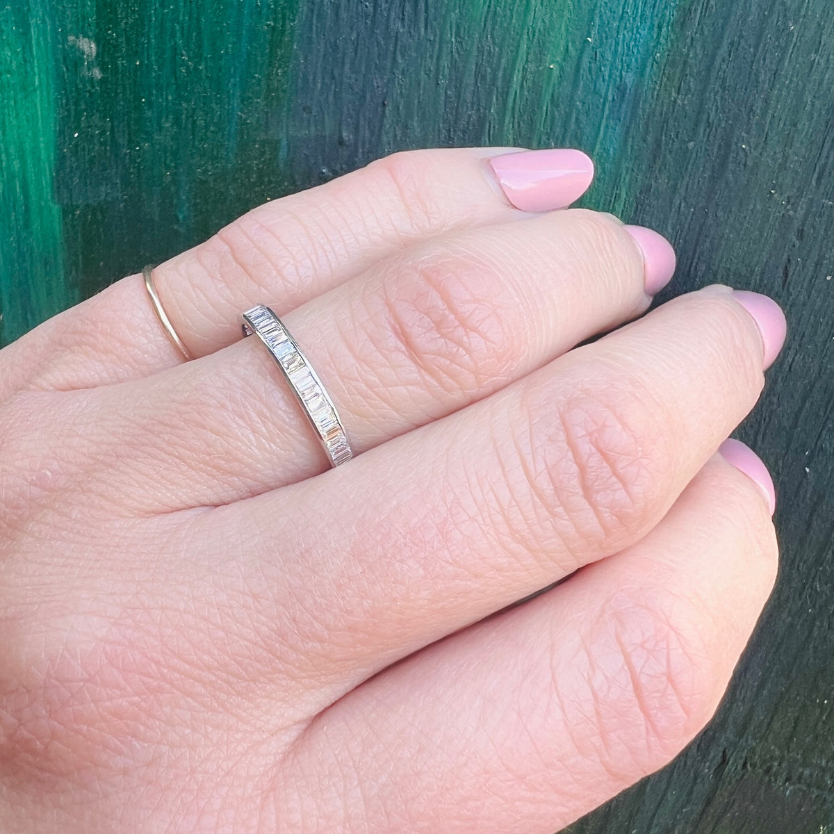 Elevated 0.65tcw Baguette Diamond & Platinum Eternity Band