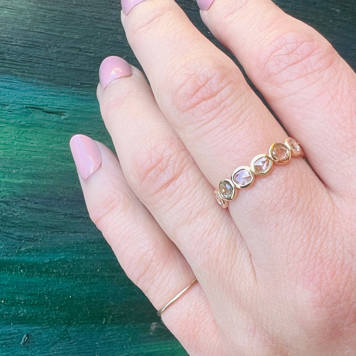 Gorgeous Rose Cut Diamond Size 7.25 Eternity Band by 720