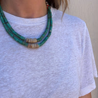 Two-Strand Turquoise & Shell Bead Necklace