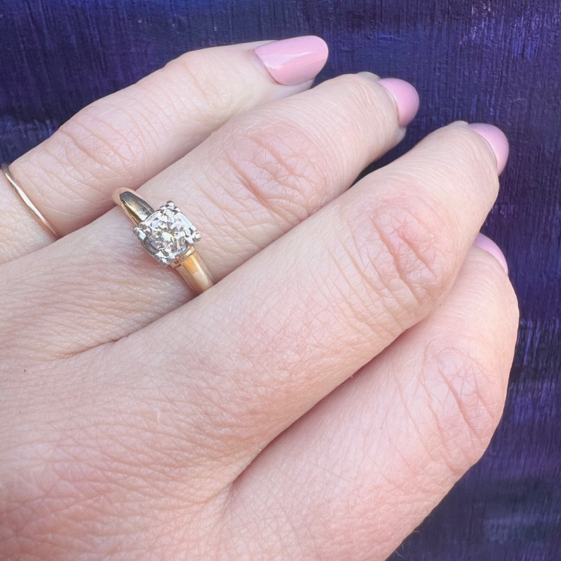 Elegant Two-Tone Diamond Solitaire Engagement Ring