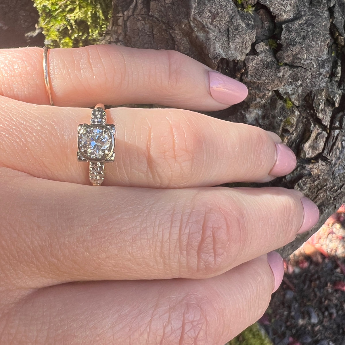 Forget Me Not Two-Tone Diamond Solitaire Ring