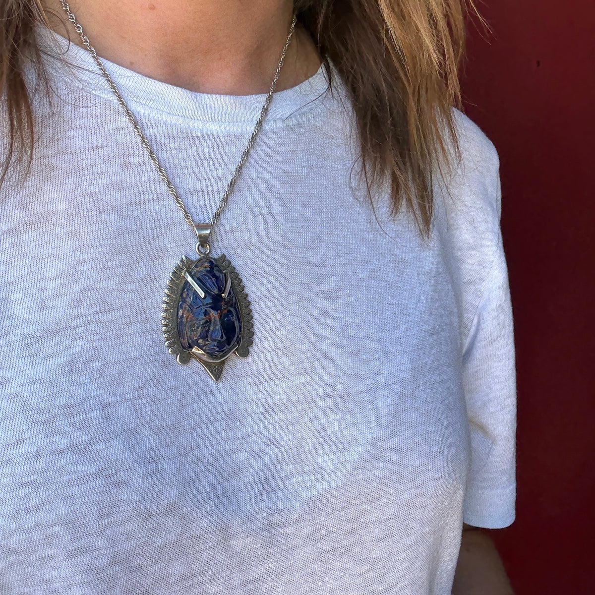 Dramatic Carved Aztec Mask Mexican Necklace