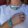 Heavy Sterling Curb Necklace with Turquoise Clasp by Areias
