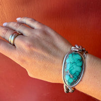 Sterling Curb Link Bracelet with Turquoise Clasp by Areias