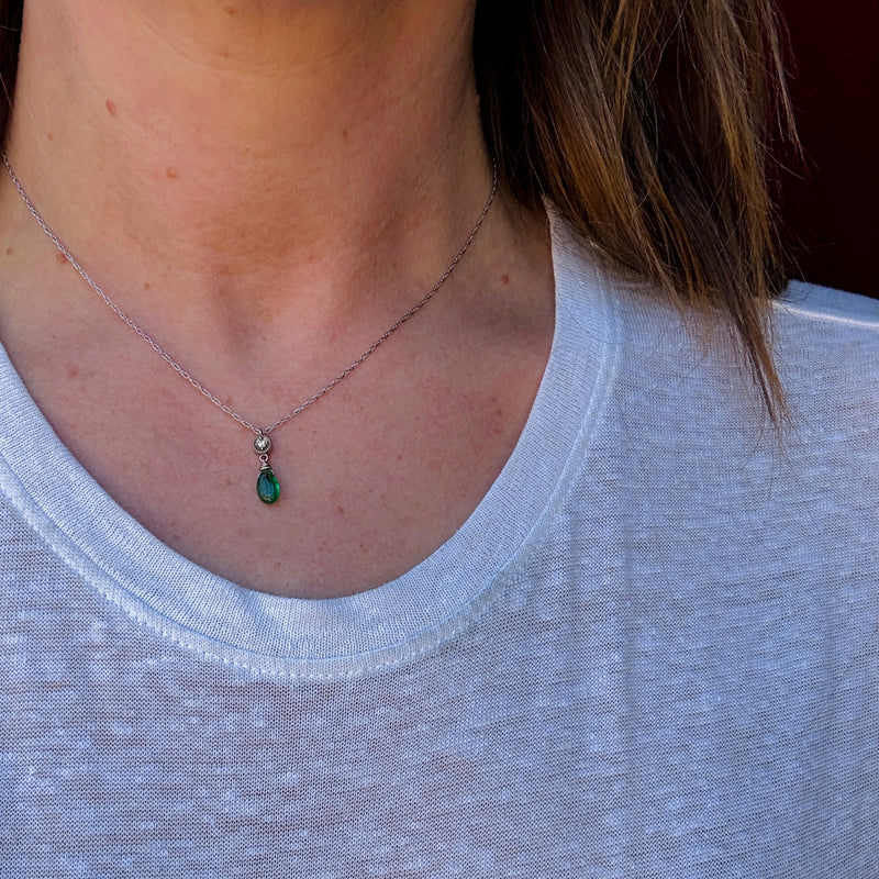 Artisan Emerald & Diamond Drop Necklace by brunet