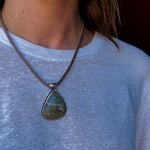 Green Jasper Pendant on Handsome Woven Chain