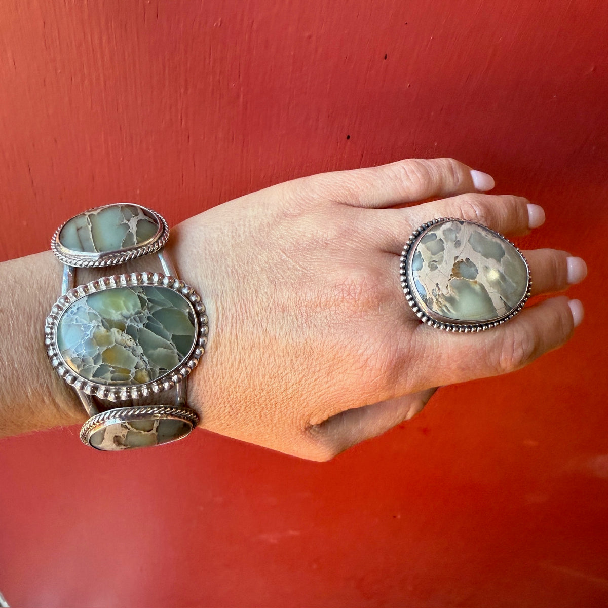 Superb Green Jasper in Sterling Silver Ring