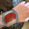 Dramatic Tribal Cuff with Carnelian & Etched Gazelles