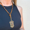Fantastic Golden Glass & Brass Czech Necklace
