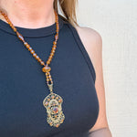 Fantastic Golden Glass & Brass Czech Necklace