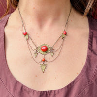 Avant-Garde Brass & Glass Swag Necklace