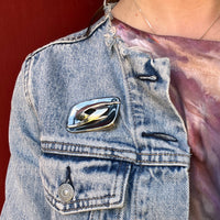 Modernist Sterling Silver & Niello Brooch by Villasana