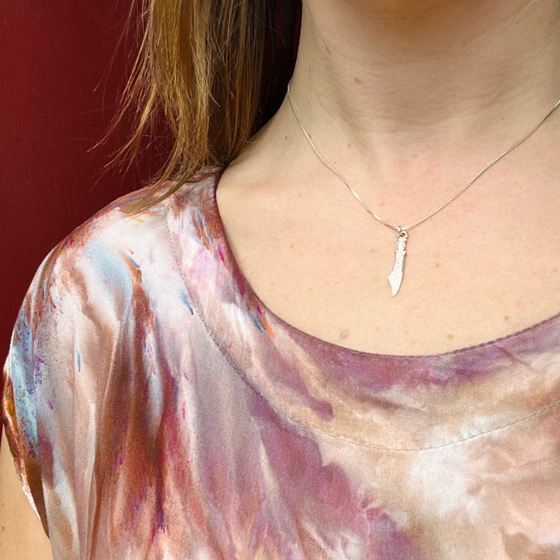 Swashbuckling Sterling Silver Scimitar Necklace