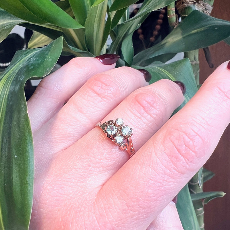 Very Victorian Pale Green Sapphire & Diamond Ring
