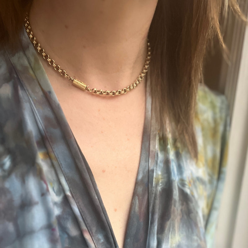 Choker-Length 14k Gold Victorian Rolo Chain