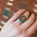 Tibetan Turquoise & Coral Sterling Silver Ring