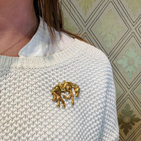 Brass Bucking Bronco Brooch