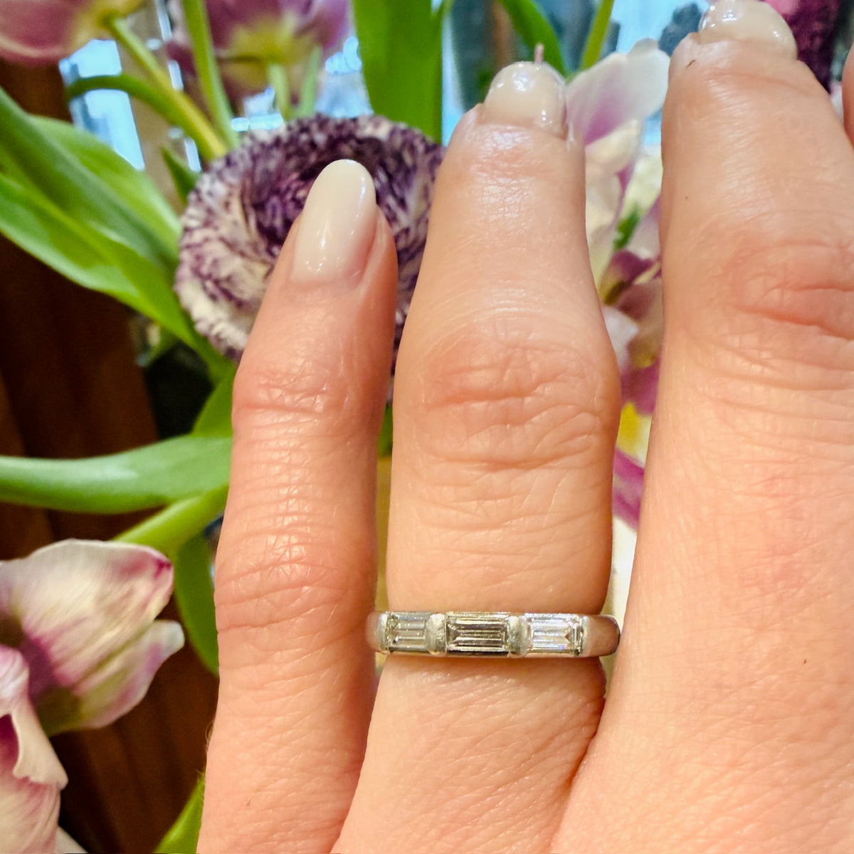 Chic Three Baguette Diamond & Platinum Band