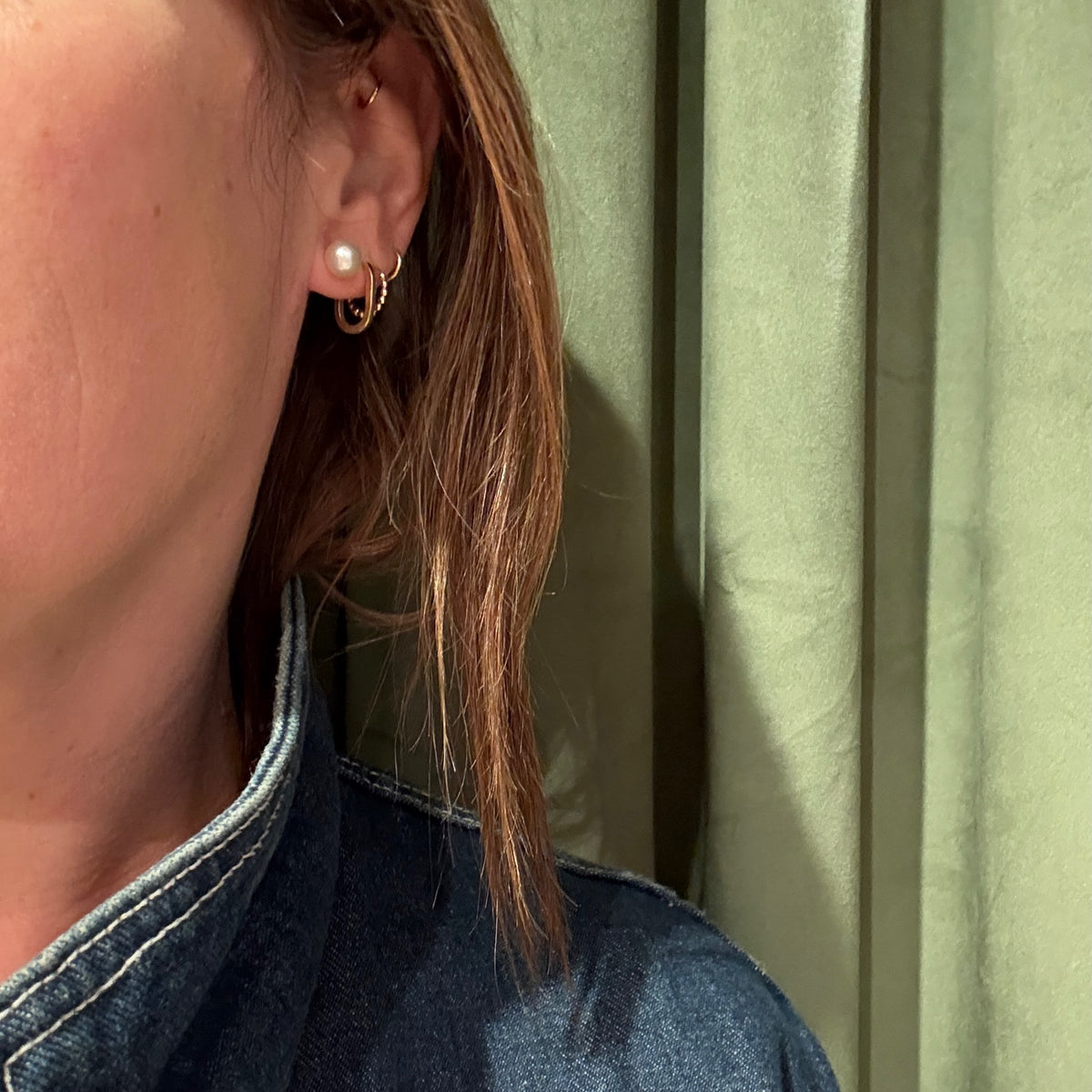 Vintage 6.8mm Pearl & Recycled White Gold Studs