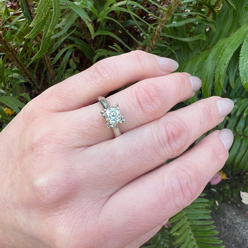 Sophisticated Retro Diamond Solitaire Engagement Ring