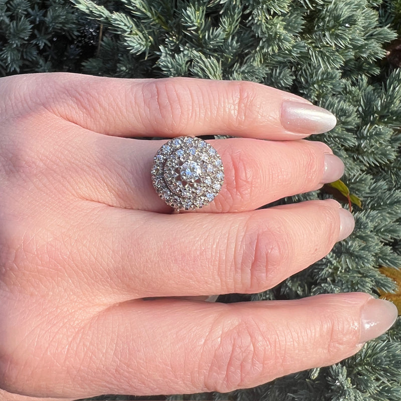 Lavish Mid-Century Diamond Cluster Ring