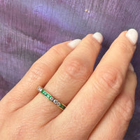 Vintage Emerald and Diamond 18k Eternity Band