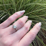 Mid-Century Diamond & 18k White Gold Flower Ring