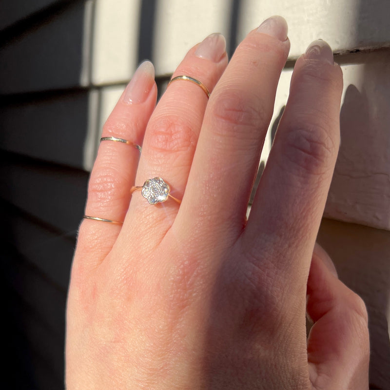 Dainty Daisy Diamond Cluster in Platinum & 18ct Ring