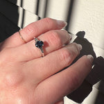 Blue Velvet Oval Sapphire & Baguette Diamonds in Platinum Ring