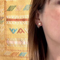 Golden Freshwater Pearl & Steel Stud Earrings