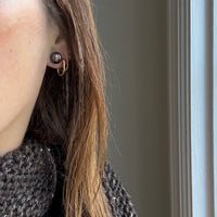 Dramatic Gray Freshwater Pearl & Steel Stud Earrings