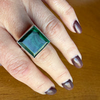 Square Malachite in Sterling Silver Ring