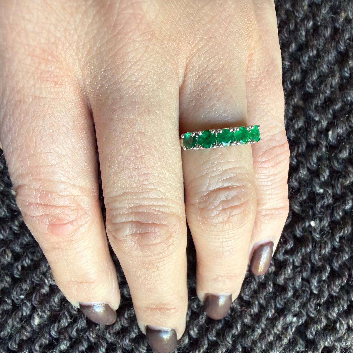 Mid Century Emerald and Platinum Band