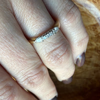 Pear Shape and Round Diamond Platinum and 18k Gold Band
