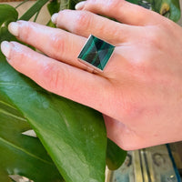 Malachite Pyramid in Sterling Silver Ring