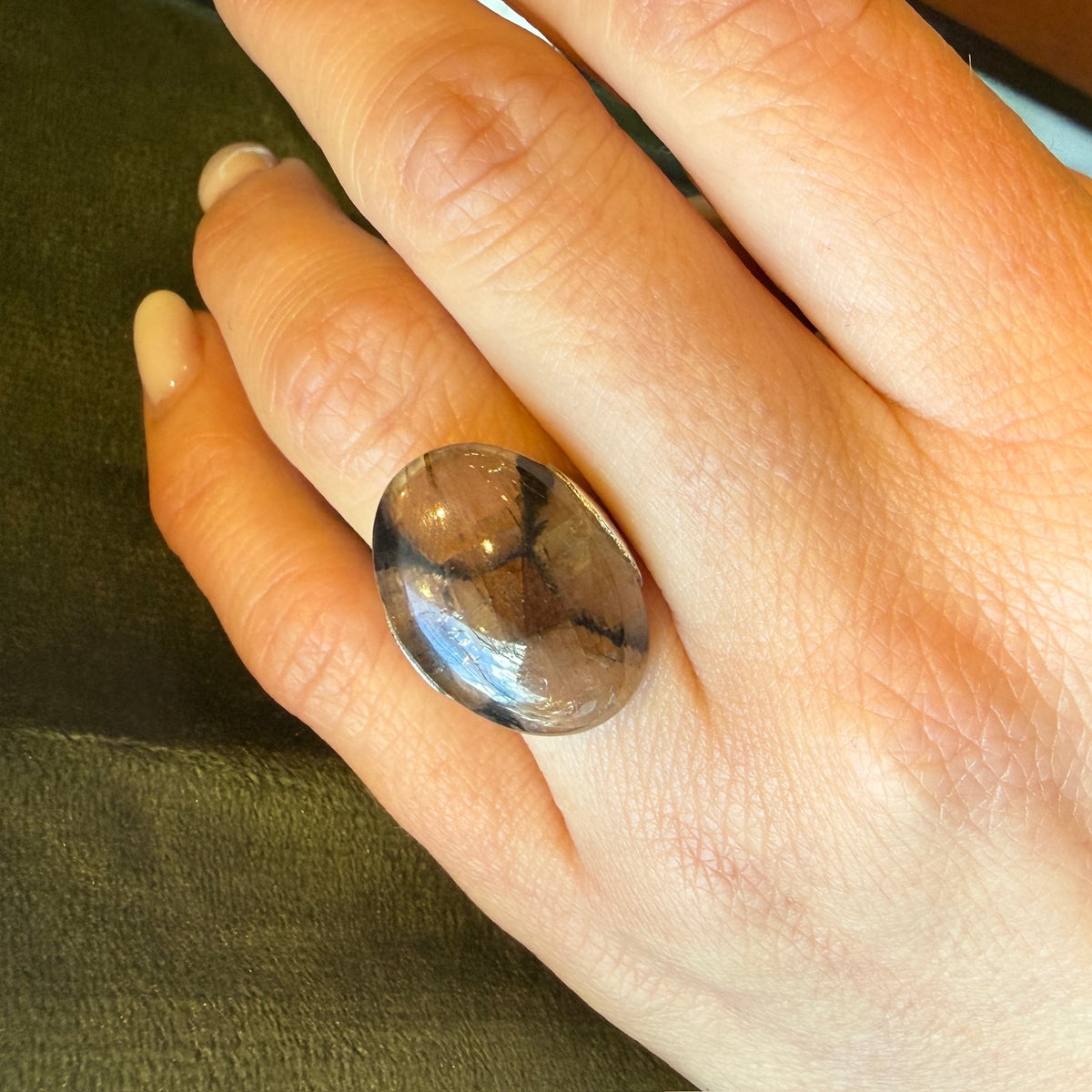 Magical Chiastolite "Cross Stone" in Sterling Ring