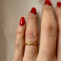 "Loyal" Engraved Bars & Flowers 14k Gold Band