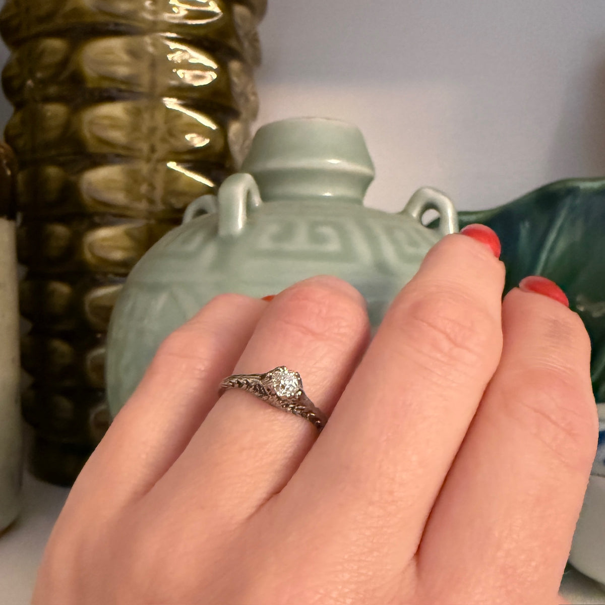 Fierce Pierced & Engraved Old Mine Cut Diamond Solitaire