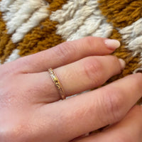 Art Deco 14k Gold Bars & Flowers Band