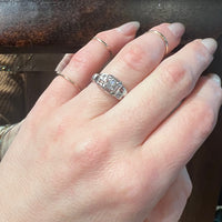 Jaunty 18k White Gold & Old Mine Cut Diamond Deco Engagement Ring