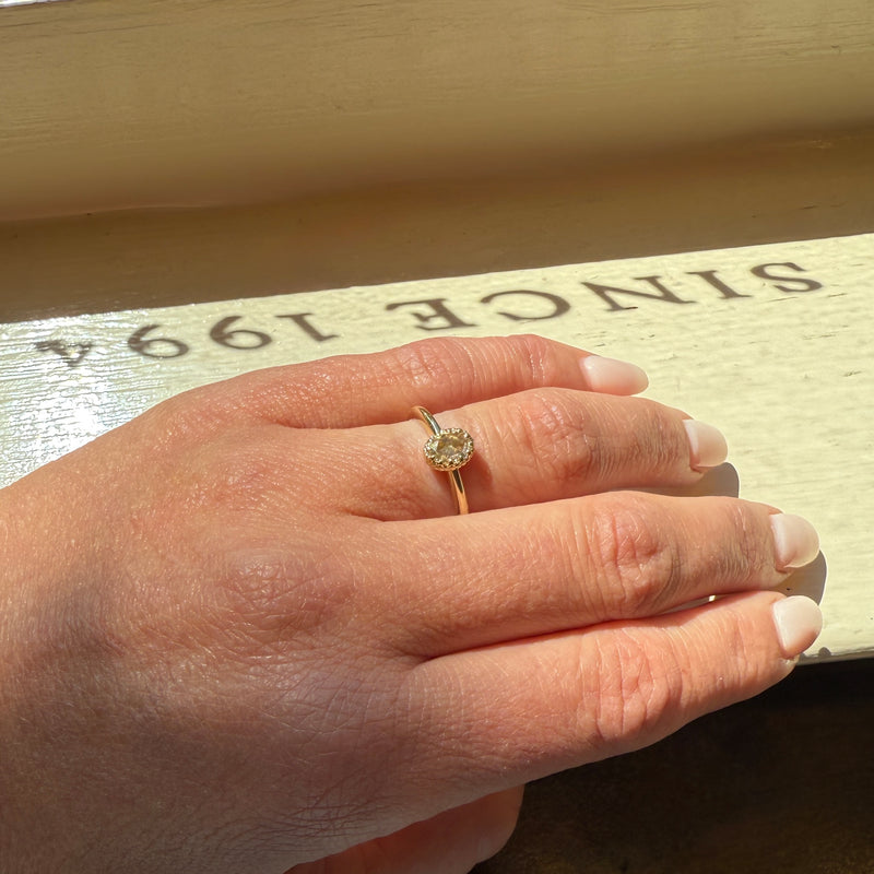 Oval Rose Cut Diamond in Engraved Bezel Ring by 720