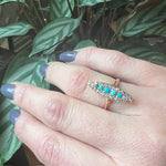 Wicked Turquoise & Rose Cut Diamond Navette Ring