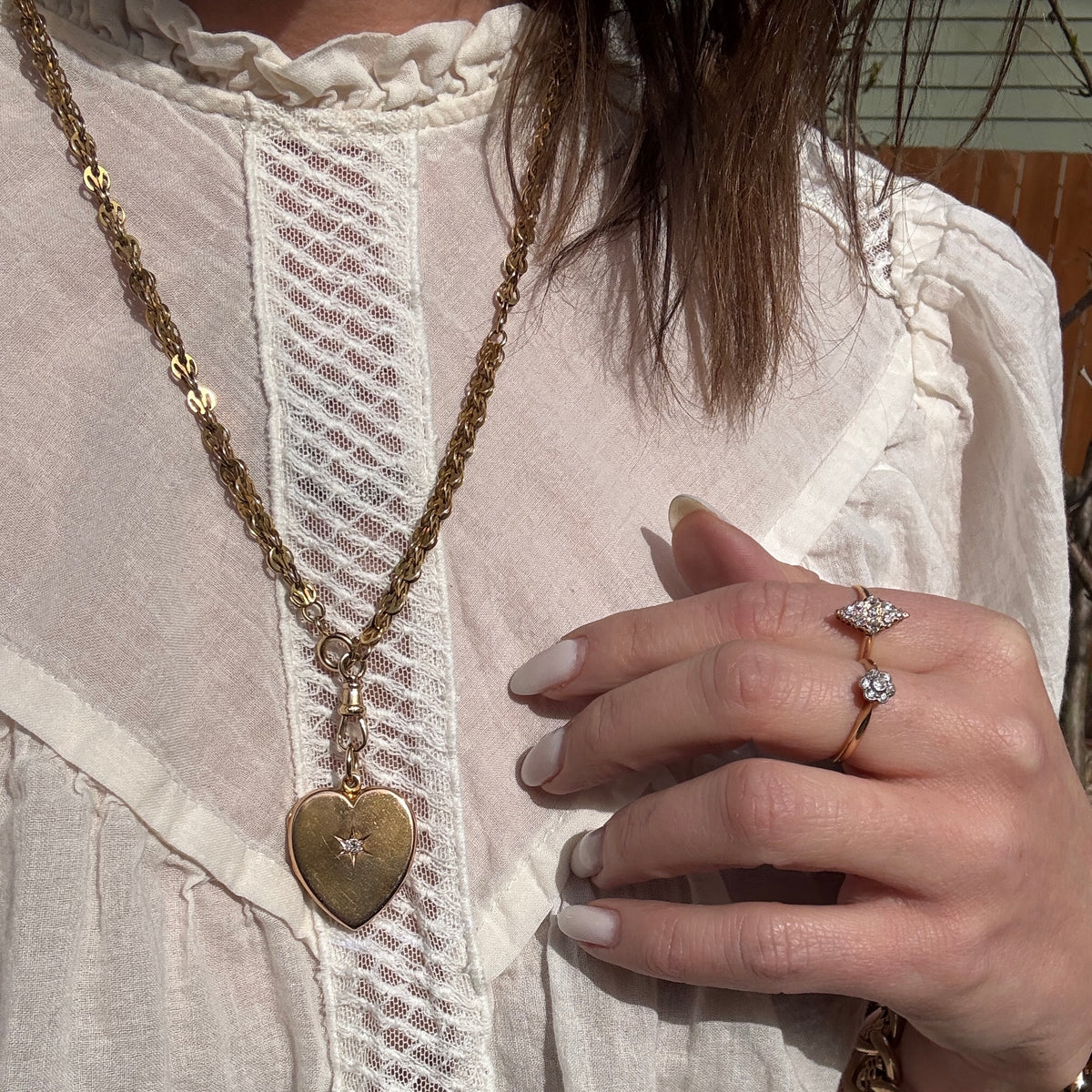 Shreve & Co. Rosy Gold Heart Locket with Old Mine Diamond