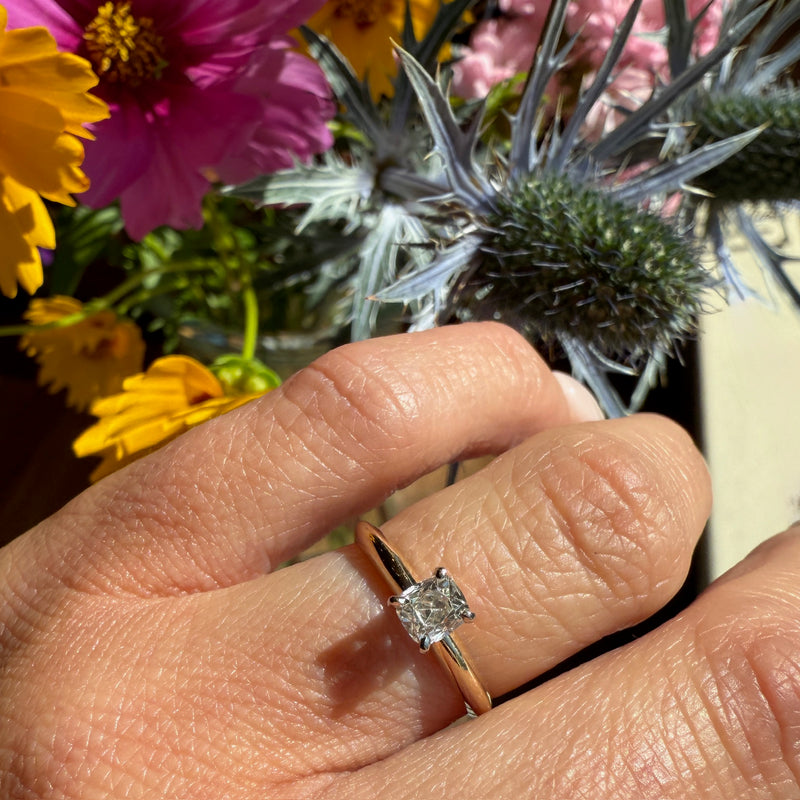 Old Mine Cushion Cut Diamond in Classic Solitaire by 720