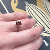 Emerald-Cut Garnet in Sculpted Gold Solitaire Ring