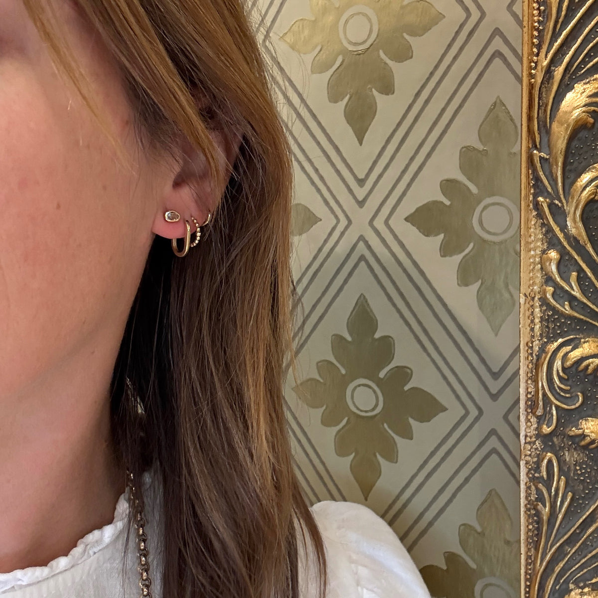 Rose Cut Diamonds in Gold Bezel Studs by 720