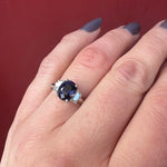 Midnight Blue Sapphire & Half Moon Diamonds Platinum Ring