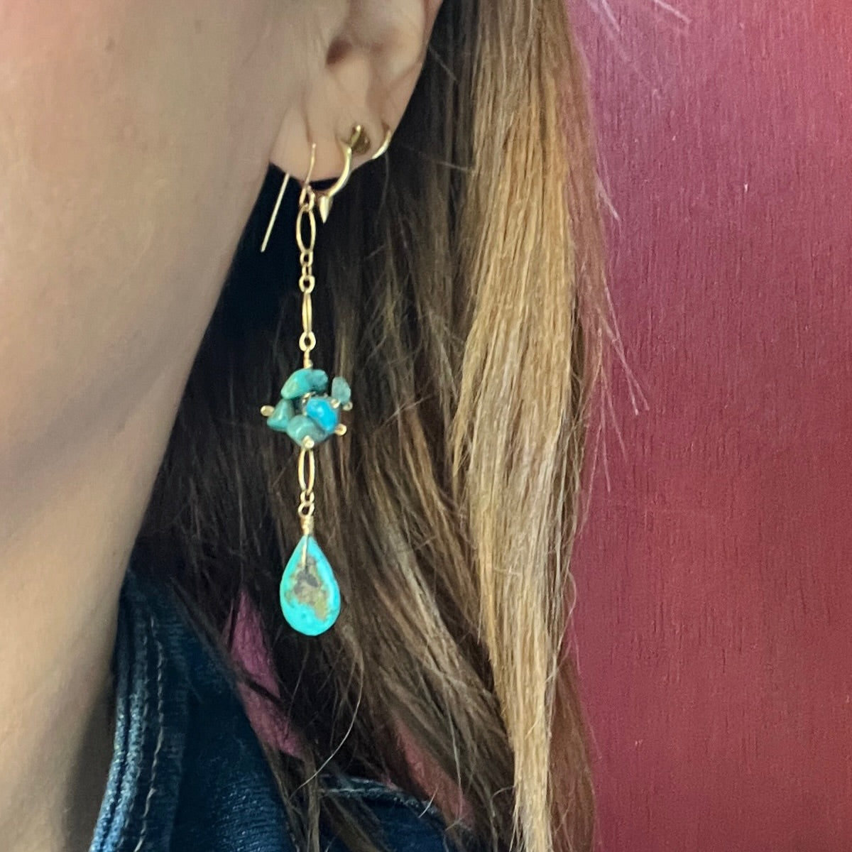 Turquoise Teardrop & Cluster Earrings by Brin