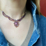 Sassy Purple Rhinestone Costume Necklace